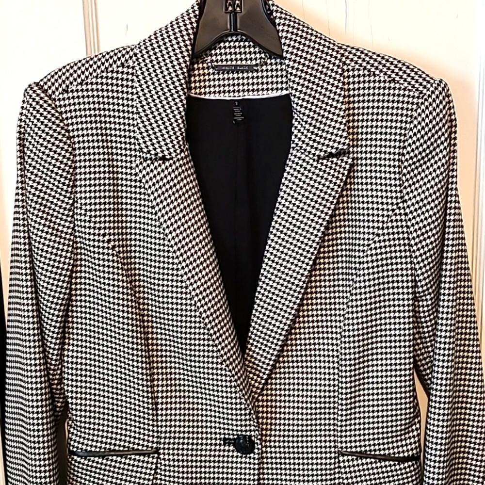 Whbm Single-Button Houndstooth Blazer - image 2